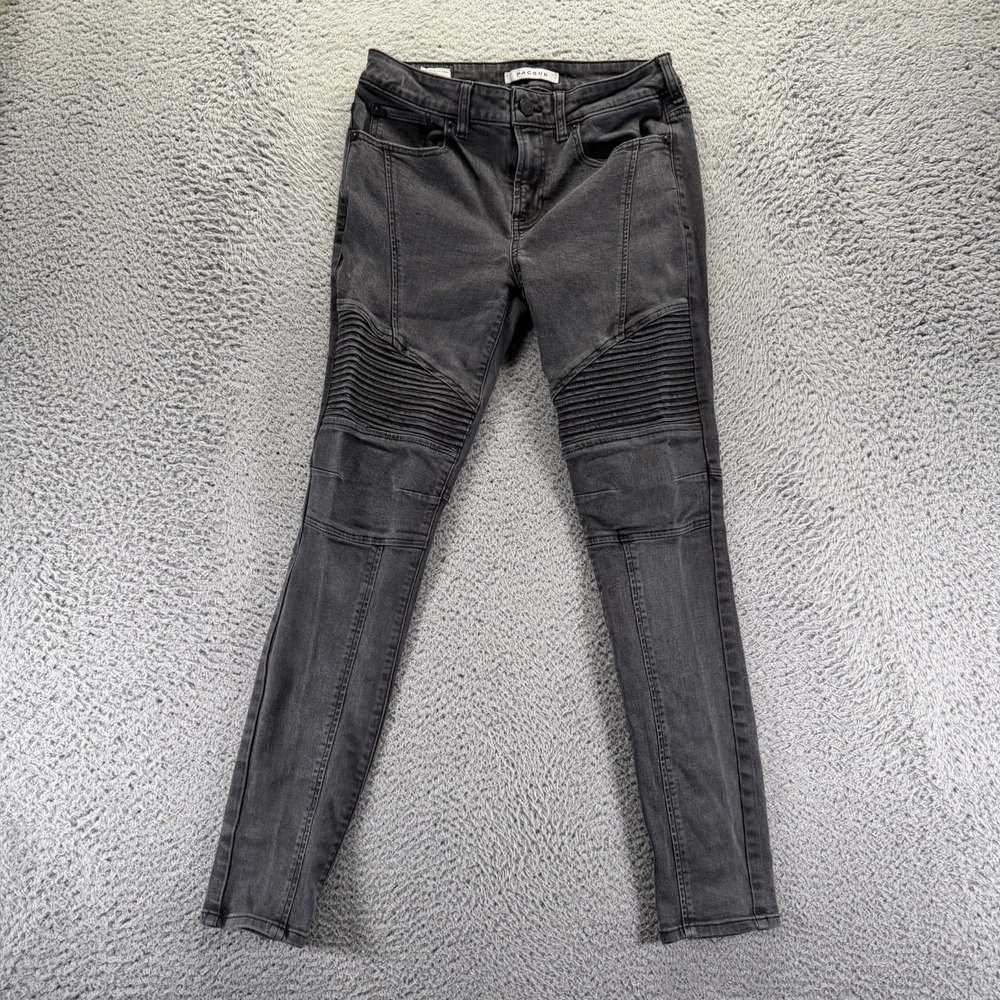 PacSun Jeans Men's 29x30 Gray Cotton Denim Skinny Workwear Biker Travel Stretch